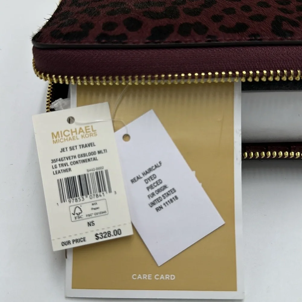MICHAEL KORS Leather Large Continental Wristlet Phone Case Wallet Exotic Print